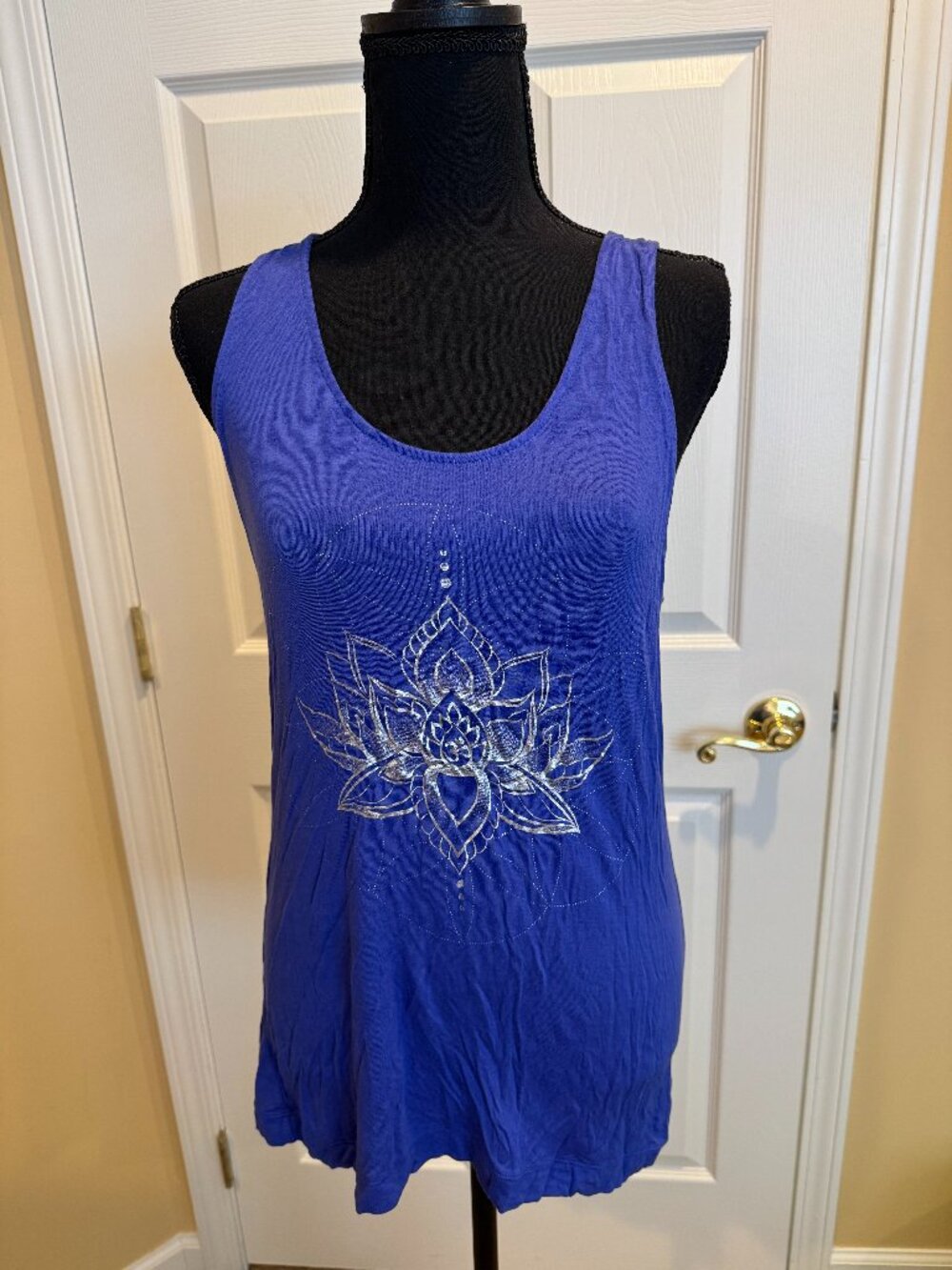 Gaiam Tank Top, Blue and Silver, SIze M